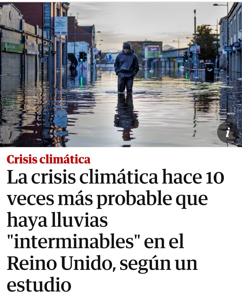 Hace dos años, según 'The guardian', la crisis climática hacia 20 veces más probable tener sequía! Este mismo medio, hace unos días, dice que las lluvias interminables son 10 veces más probables por la crisis climática! En que quedamos?🤡