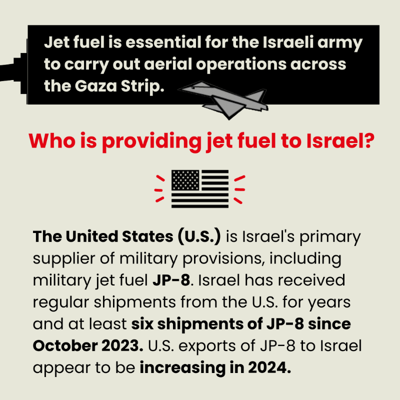 SOMO's tweet photo. 🔎 Who is fueling the flames in #Gaza? Since 7/10, many have reported war crimes by the Israeli Air Force. Our briefing examines companies &amp; states supplying jet fuel to Israel &amp; the legal implications. Read &amp; amplify the call for an oil &amp; fuel #embargo!👇
https://t.co/FVy85y0OKE