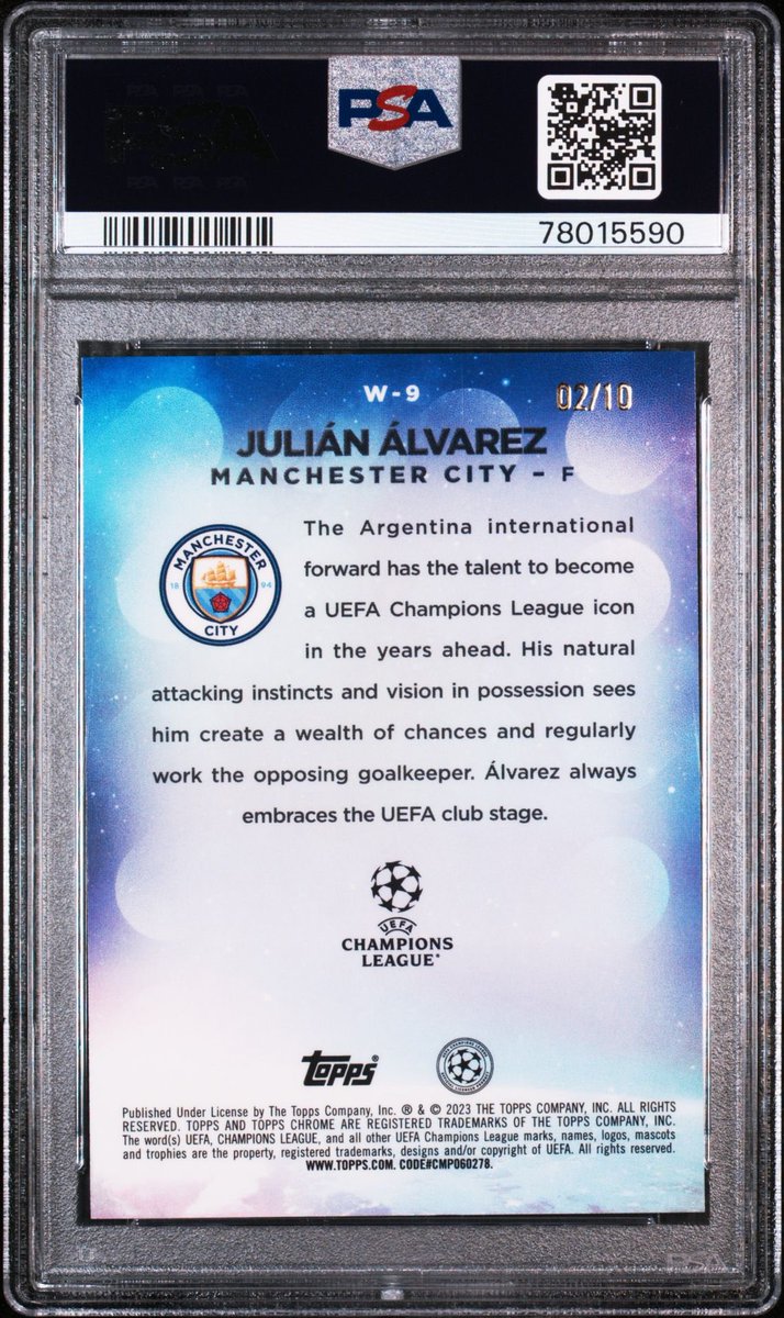 diabeticliberty's tweet image. Julian Alvarez  Topps Chrome Wonderkids Black Refractor /10 PSA 9 $175 shipped #RoboStack