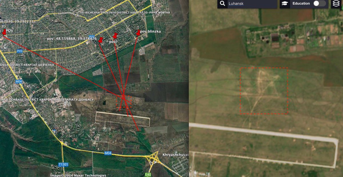 😉 OSINTы нашли более точное место удара по Луганску. Похоже на минус еще одну позицию С-300/400 возле аэродрома.
