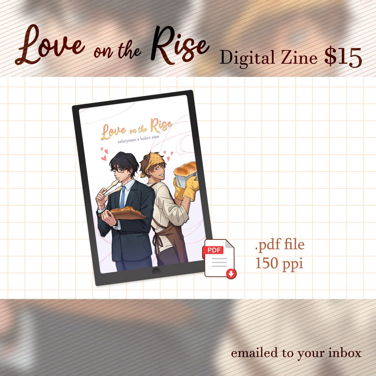 anzaitea's tweet photo. Love on the Rise is open for preorder! 👔🍯

It's my first ever original zine and I'm excited to share these two goofs' story with y'all 💙🧡
Digital PDFs and B-grades are also available for purchase ✨

💌https://t.co/JszOXLRuap https://t.co/OmiJ2Gx4I5