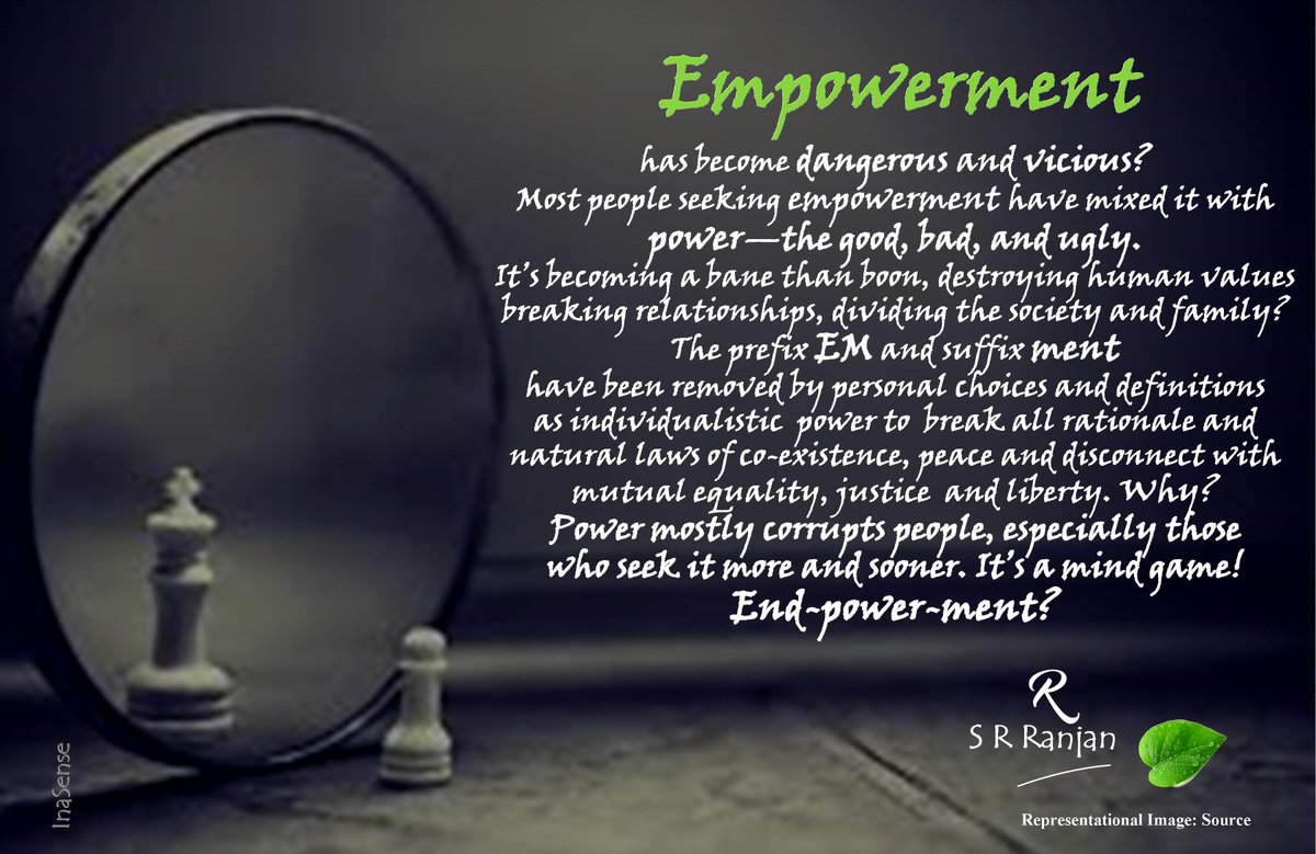 SRRanjanINDIA's tweet photo. #InaSense ~ Don't play, itโs a mind game: Power mostly corrupts people, especially those who seek it more and sooner. ~ S R Ranjan
Follow: https://t.co/iXhrfK8FQT
#quotes #srranjan #people #life #power #world #india #bihar https://t.co/7l4ug94QeG