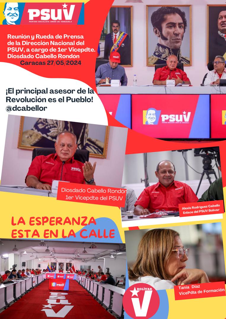 🇻🇪Rueda de prensa de la Dirección Nacional del PSUV, a cargo del Vicepresidente Diosdado Cabello Rondón.🇻🇪 🚩”Nunca antes, en tan poco tiempo, se había tenido una respuesta a nivel organizativo como la que hemos tenido estos días”, Diosdado Cabello. #LasCallesSonDelPueblo 🚩”El
