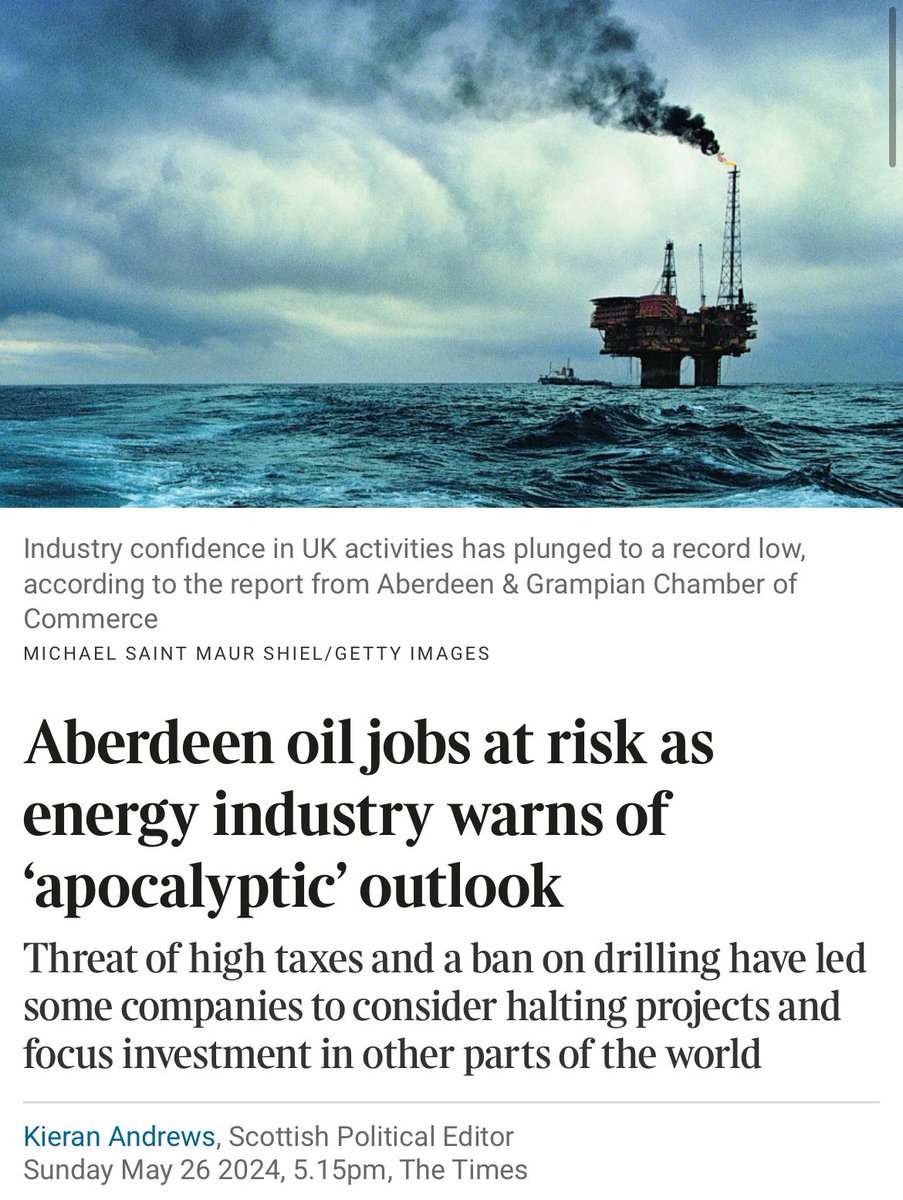 If you create a cliff-edge you lose the investment, the workforce and the ability to hit Net Zero.

Labour’s energy plans put at risk 100,000 jobs. They know this, yet are ploughing on regardless.

Scotland’s economy will be the collateral damage.

thetimes.com/uk/scotland/ar…
