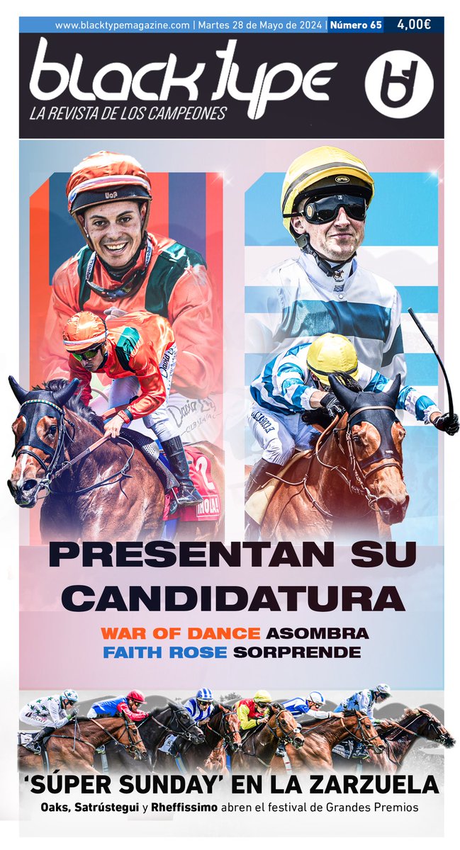 Black Type (@black_type_mag) on Twitter photo War of Dance y Faith Rose protagonizan la portada de nuestro BT65. El domingo arranca el festival de Grandes Premios en <a href="/HipodromoMadrid/">Hipódromo de La Zarzuela</a>. Almansa, Hetera, Gimme Love, X Rays, Alexandroupolis, Pamplona… se citan en Oaks, Satrústegui y Rheffissimo. #ApuestaporlaCalidad War of Dance y Faith Rose protagonizan la portada de nuestro BT65. El domingo arranca el festival de Grandes Premios en <a href="/HipodromoMadrid/">Hipódromo de La Zarzuela</a>. Almansa, Hetera, Gimme Love, X Rays, Alexandroupolis, Pamplona… se citan en Oaks, Satrústegui y Rheffissimo. #ApuestaporlaCalidad