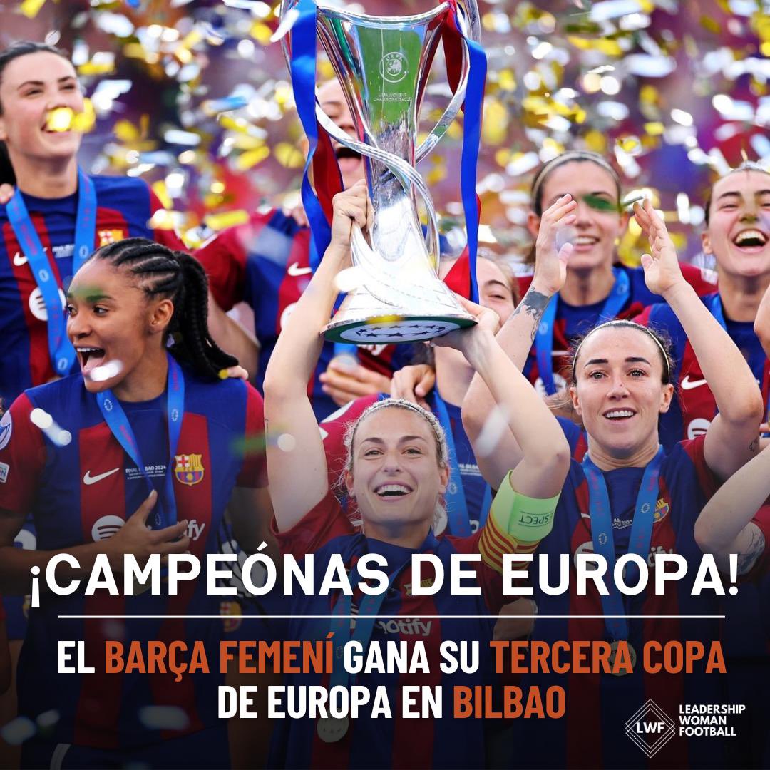 LWFplatform's tweet image. San Mamés fue el escenario de la final de la Women’s Champions League el 25 de mayo, donde el FC Barcelona venció al Olympique de Lyon. ¡El Barça ganó su tercera Copa de Europa! 🏆💙❤️
Con esta victoria, el club alcanza 47 títulos europeos en todas sus secciones profesionales