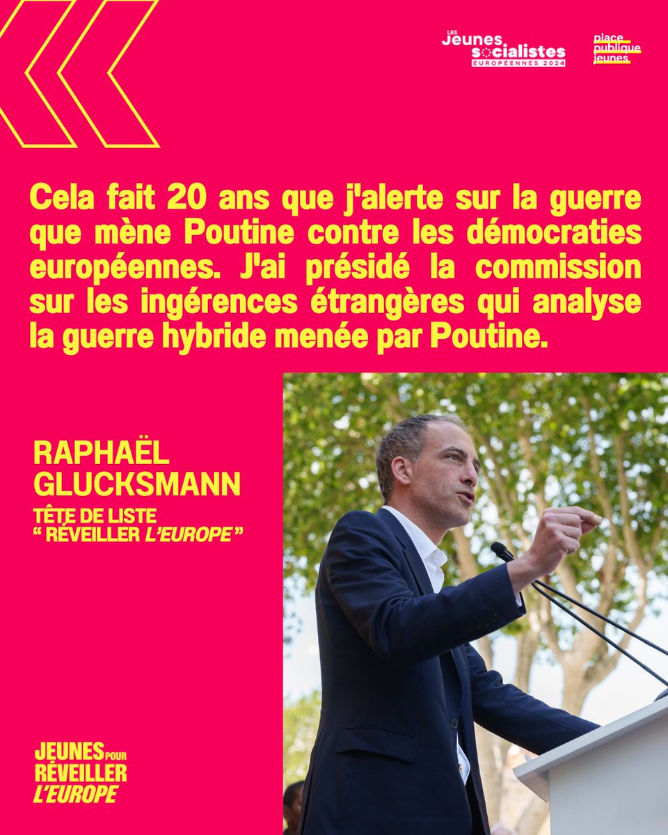 La sécurité de l'Europe est en jeu alors que Vladimir Poutine mène une guerre hybride. Par les armes en Ukraine. Par des cyberattaques contre nos hôpitaux. Par la corruption de nos élites. #LeDébat #DébatBFM #JeVoteGlucksmann #ReveillezLEurope avec @rglucks1