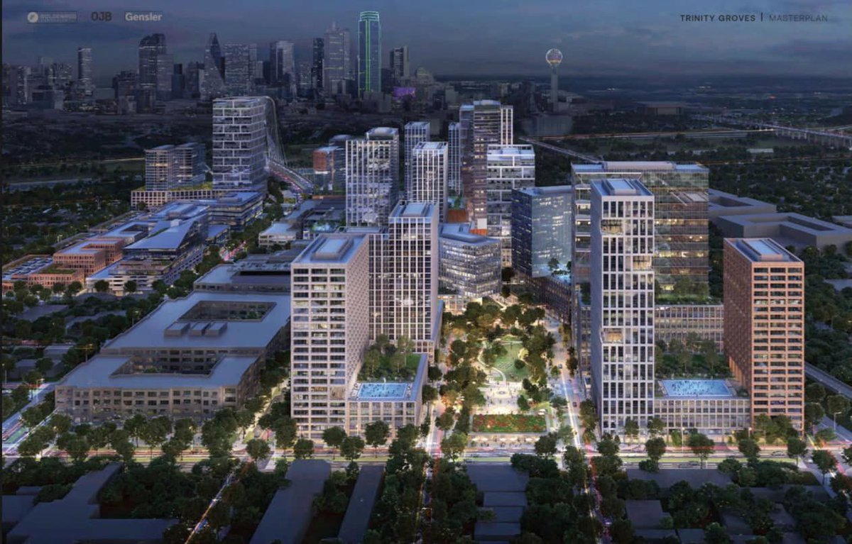 DallasOldAndNew's tweet photo. Plans for a massive redevelopment of Trinity Groves were unveiled at the Urban Design Peer Review Panel on Friday. Highlights include:

15 new residential buildings containing over 5,000 homes, 3 hotels, and numerous office buildings. (1/N) https://t.co/gT8Qv25rdR