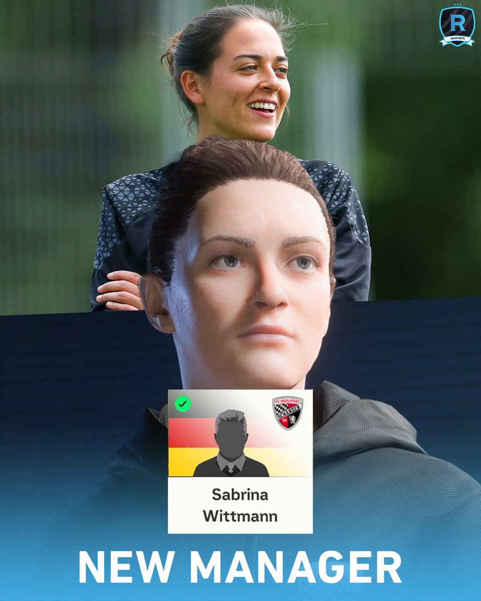 The first female manager in Career Mode: Sabrina Wittmann 🆕️👏

She is currently the manager of 3. Liga side Ingolstadt 🇩🇪