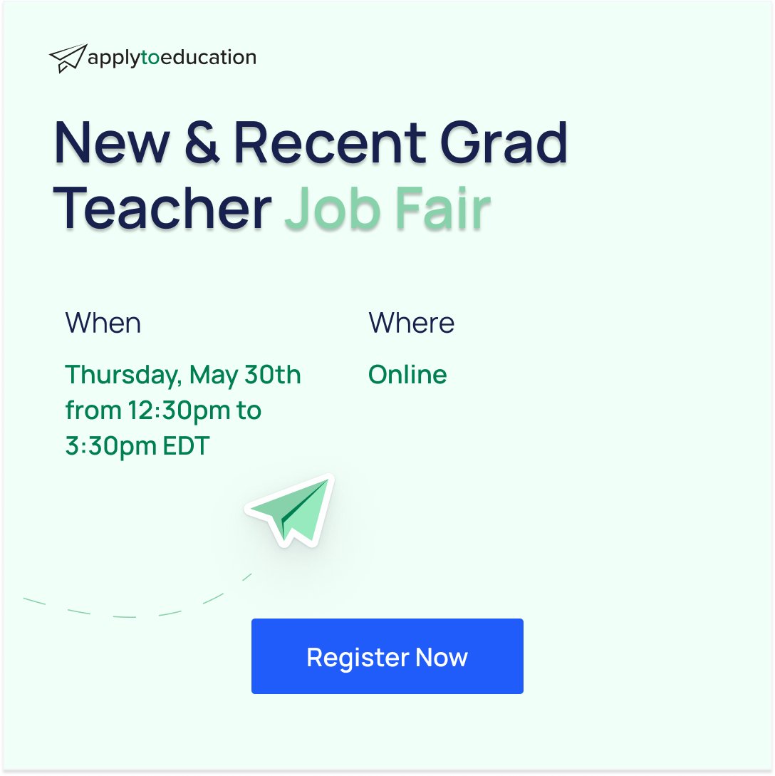 ⏳ Only 3 Days Left to Register for the New and Recent Grad Teacher Job Fair! 🎓

Join us on Thursday, May 30th for the opportunity to network, learn, and discover your dream teaching opportunity!

Register now &gt; bit.ly/4blirXQ

#NewGrad #RecentGrad #TeacherJobFair