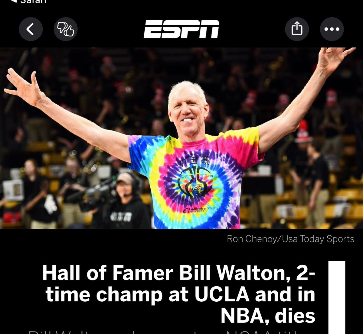 RIP Bill Walton. If you haven’t watched the ESPN 30 for 30 on his life, you should. He’s definitely an inspirational character!