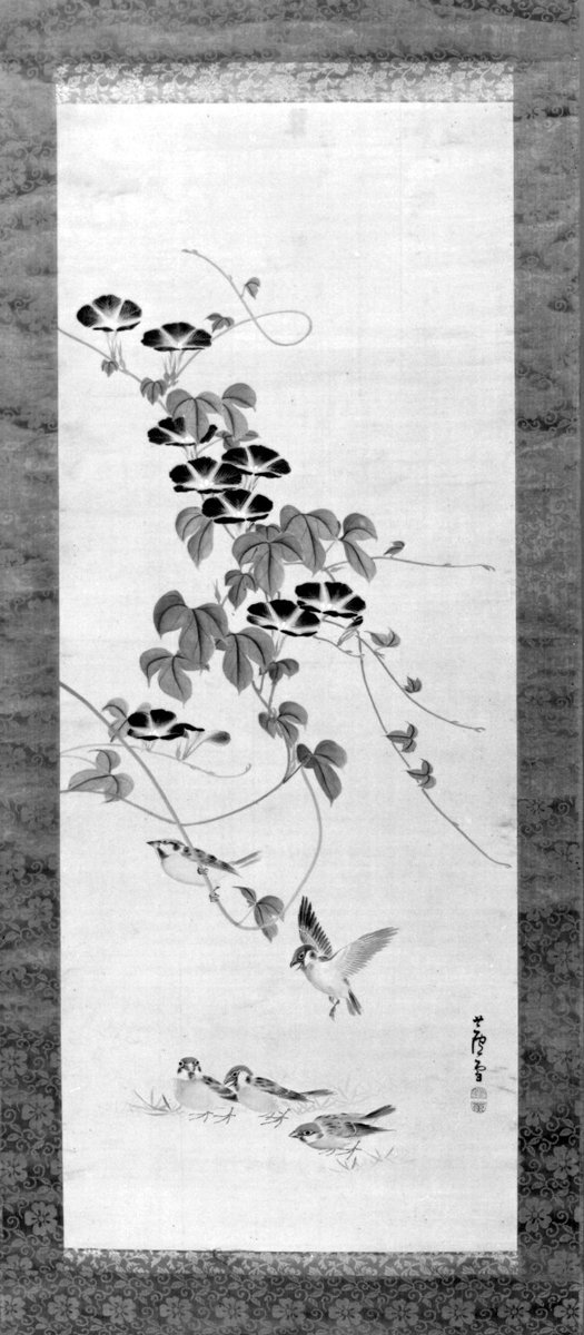 Morning Glories and Sparrows, by Nagasawa Rosetsu, 1754-1799