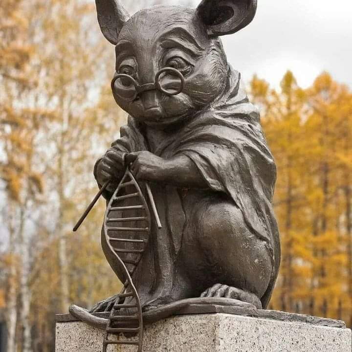 @fasc1nate This statue is Monument to the Laboratory Mouse. It's located in Siberia, Russia in front of the Institute of Cytology and Genetics of the Russian Academy of Sciences. 

It was built to commemorate the sacrifice of mice in genetic research.