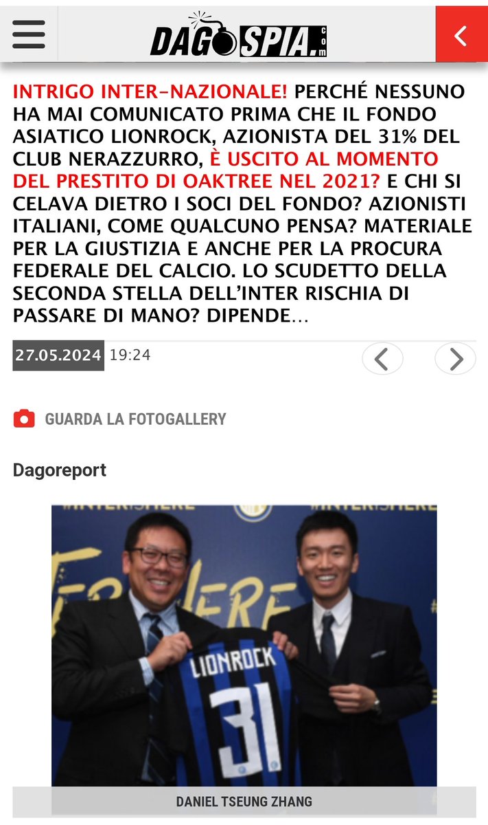 MaxSentenza's tweet photo. Oaktree che ammette l’assenza di continuità aziendale dell’Inter nel 2021, Lion Rock che afferma di non essere più azionista dal 2021 quando invece alle istituzioni risulta il contrario. BASTA proteggere quei colori 
@fondazionejb @gazzettanothanx #FIGCMAFIA #GravinaOut https://t.co/9HeqvBQlKW