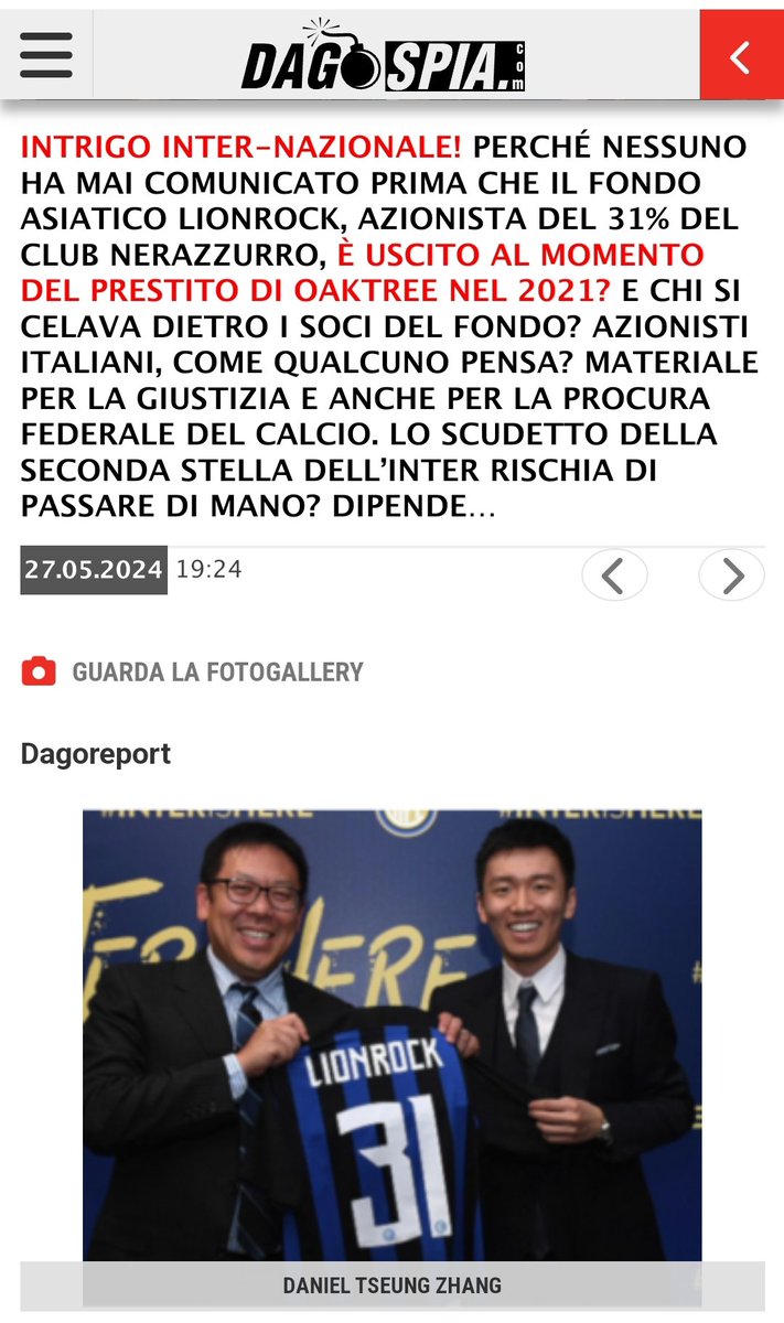 Oaktree che ammette l’assenza di continuità aziendale dell’Inter nel 2021, Lion Rock che afferma di non essere più azionista dal 2021 quando invece alle istituzioni risulta il contrario. BASTA proteggere quei colori 
@fondazionejb @gazzettanothanx #FIGCMAFIA #GravinaOut