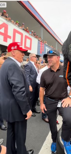 President Donald J. Trump talking shop last night at Charlotte Motor Speedway with Bryan Robertson from Technique Chassis. <a href="/realDonaldTrump/">Donald J. Trump</a> <a href="/NASCAR/">NASCAR</a> <a href="/NASCARONFOX/">FOX: NASCAR</a> <a href="/CLTMotorSpdwy/">Charlotte Motor Speedway</a>