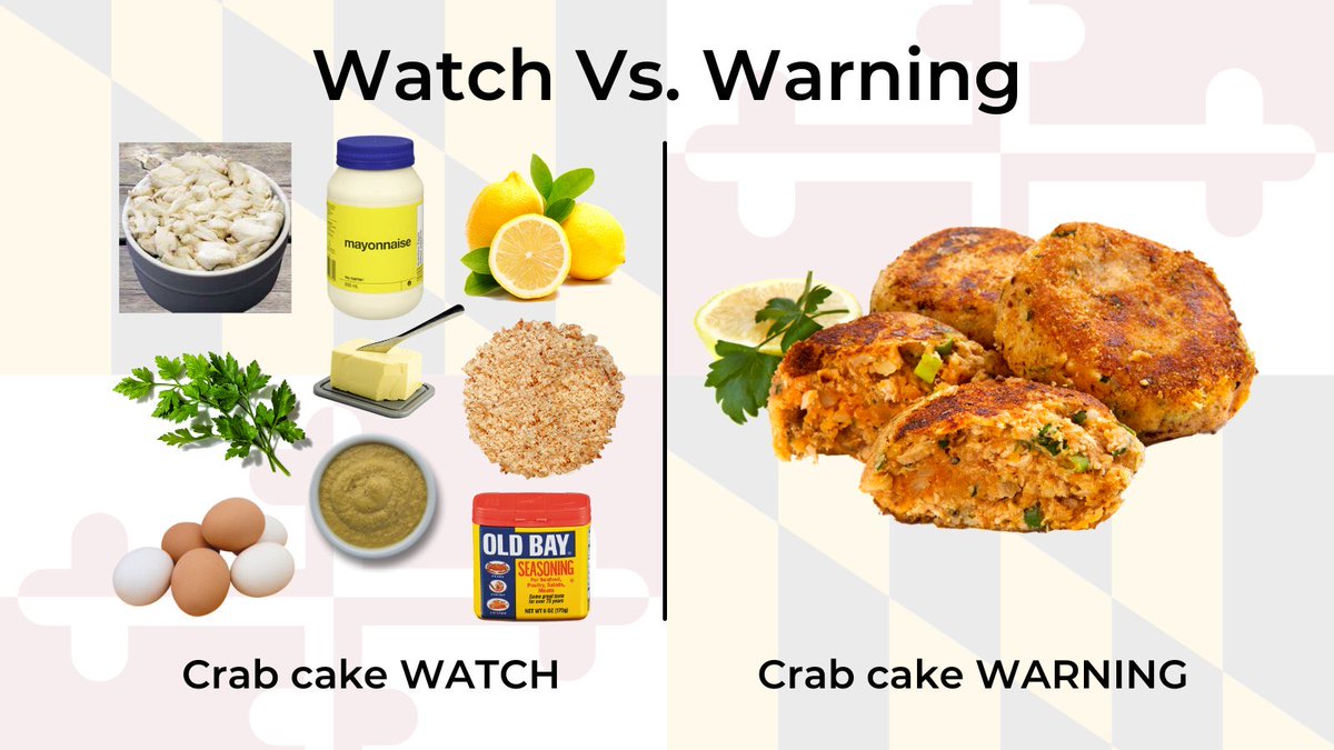 banthaskull's tweet photo. For my Maryland friends who can’t remember the difference between watch and warning. https://t.co/7ctZISROri