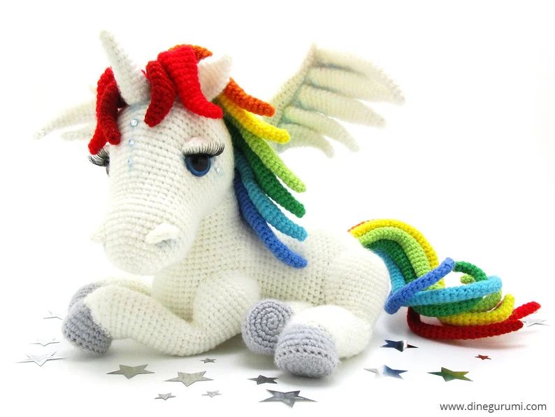 Crochet a Cute Unicorn Amigurumi Designed By Dinegurumi: 👉 buff.ly/3yHuagT #crochet #amigurumi 🦄