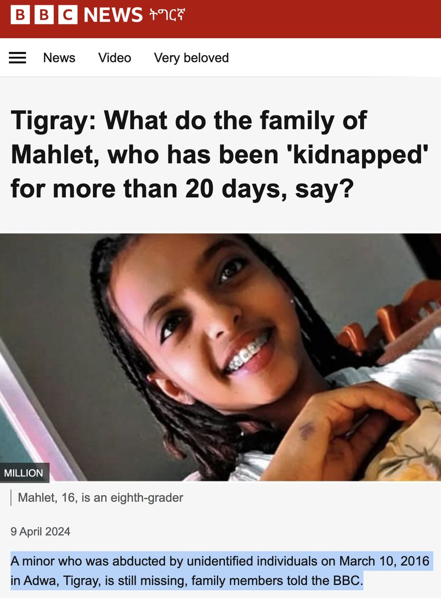 Mahlet Tekla, 16 years old, was abducted in Adwa, Tigray and has been missing for over 70+ days. 💔💛