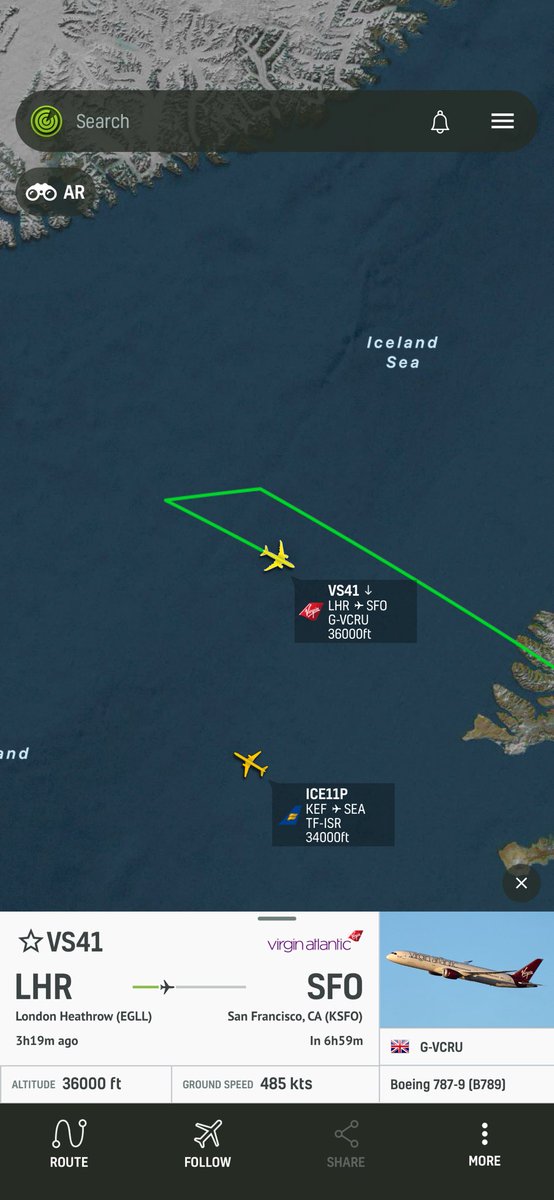 Virgin Atlantic flight VS41 is returning to Heathrow en route to San Francisco after nearly 3 hours of flight due a cracked windscreen ⁦@RadarBoxCom⁩ Follow flight VS41 at RadarBox radarbox.com/flight/VS41