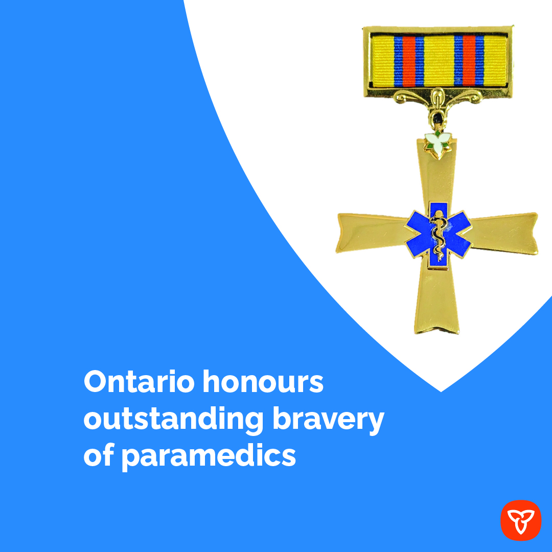 Ontario is honouring 11 #paramedics from across the province with the Ontario Medal for Paramedic Bravery.

The medal is given to paramedics who have demonstrated great courage risking their lives to save the lives of others. Learn more about these heroes: news.ontario.ca/en/release/100…