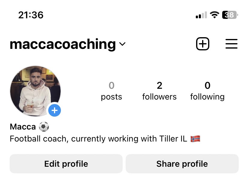 I’ve started an Instagram where I’ll be sharing plenty of photos & videos of my coaching journey in Norway. ⚽️

Daily life, coaching sessions, everything. Drop me a follow! 🇳🇴