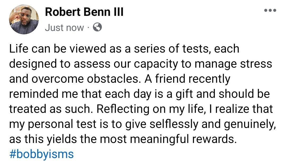 What is your test in life ? #test #testimonial #PeopleFirst #helpothers #love @bonniebell @actordougjones @babyface @danacarvey @hillharper