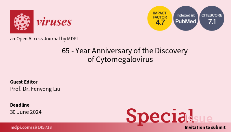 🎂Celebrate the 65-Year Anniversary of the Discovery of #Cytomegalovirus! Our Special Issue features reports and reviews on HCMV biology, pathogenesis, and new therapeutic approaches. Submit your research today and be part of groundbreaking advancements 👉mdpi.com/journal/viruse…
