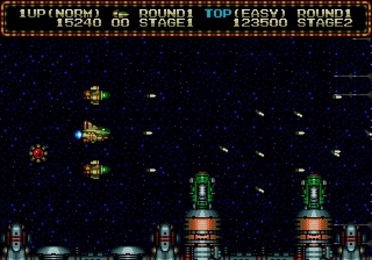 Zero Wing (1989)

Developer: Toaplan

Cats, the leader of a band of swashbuckling space pirates, is terrorizing the galaxy. You must pilot the only remaining Milky Way attack craft into combat and stop Cats and his buccaneers!