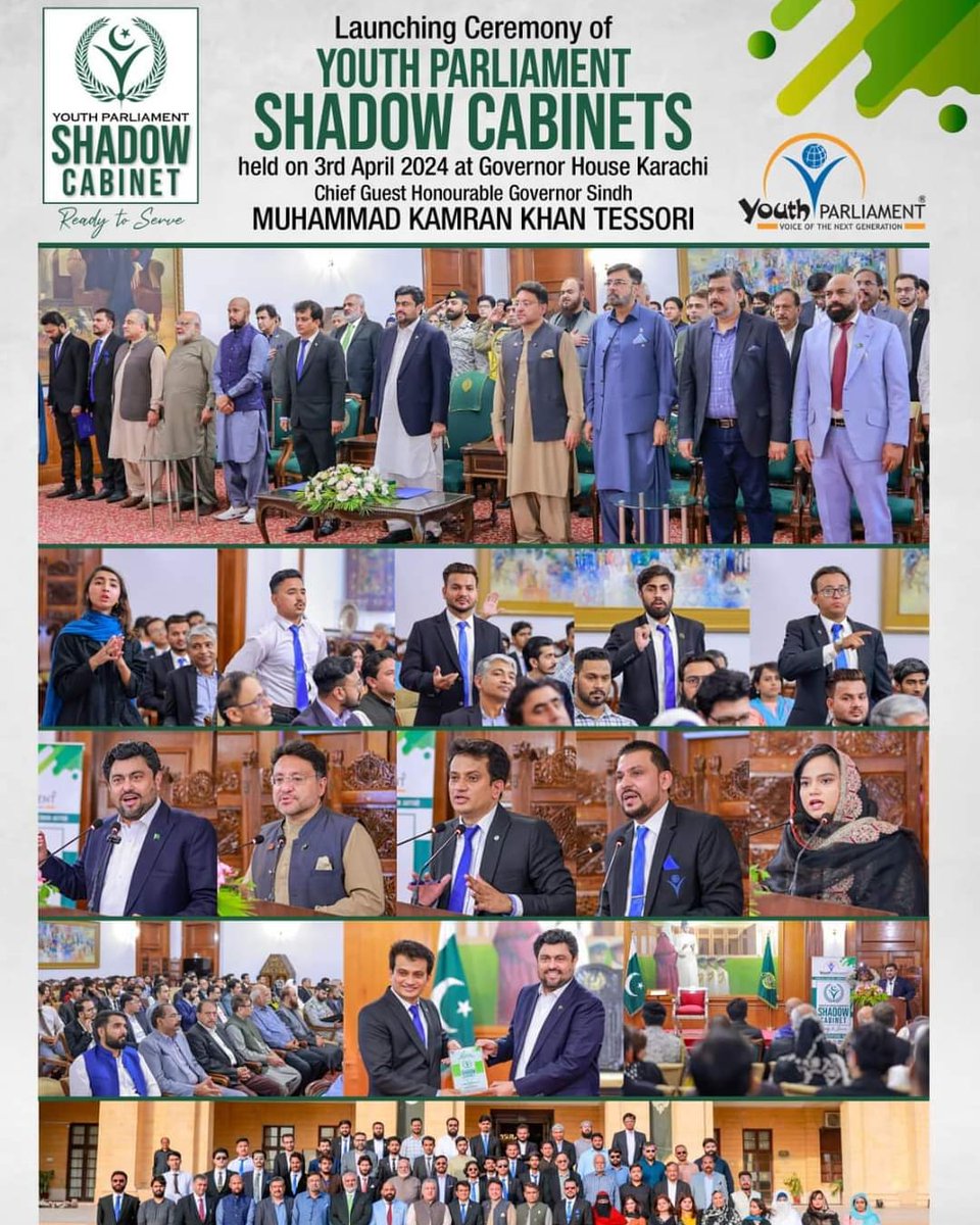 MuhamadWasifUd1's tweet photo. Launching Ceremony of Youth Parliament Shadow Cabinets held at Governor House Karachi.
Chief Guest Honourable Governor Sindh Muhammad Kamran Khan Tessori.

#YP #YouthParliament #FlyOnTop #ShadowCabinets  #MIP #MadeInPakistanMovement https://t.co/yFPGnNZzah
