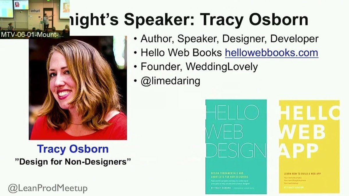 Here is the video of @limedaring's talk on Design for Non-Designers from @LeanProdMeetup: buff.ly/2x2aCVI. Subscribe to my #YouTube channel to be notified of new videos from other top #ux speakers: buff.ly/2NskTkQ