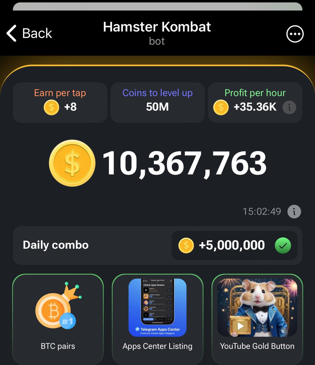 Today’s Hamster Kombat Combo For 5M 🤩 

Make Sure to follow us for daily Combos and Airdrops.

#Hamsterkombat 
#Notcoin 
#Tapswap
#crypto
#freeairdrops
#rafah
#ISRAEL