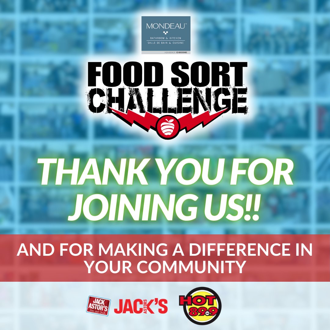 🎉A big thank you to everyone who supported the #FoodSortChallenge, presented by Mondeau Bathroom & Kitchen, a division of Boone Plumbing & Heating Supply! 👏 Thank you to all 2024 participants and volunteers for making a difference! Stay tuned for results!
