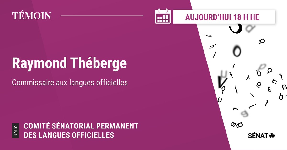 Le Comité des langues officielles reçoit @CLOduCanada, Raymond Théberge, en tant que témoin sur son rapport de 2023-2024 et sur la teneur du projet de loi #C69. 📺 ow.ly/Ctg750RUeL1 #SenCA #OLLO #PolCan