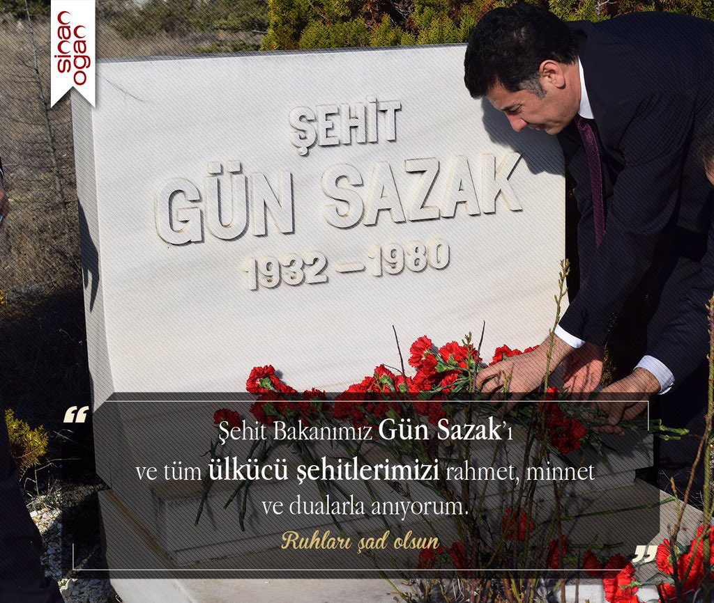 Başta #27Mayıs 1980'de şehit edilen Gümrük ve Tekel Bakanımız #GünSazak bey olmak üzere; ebediyete intikal etmiş tüm ülküdaşlarımızla birlikte; bu cennet vatan için gözünü kırpmadan can veren tüm şehitlerimizi rahmet, şükran ve minnetle yad ediyorum.