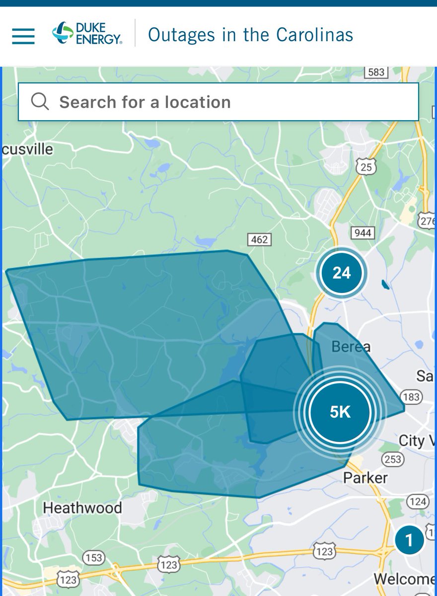 Our @DukeEnergy crews are working hard to restore power to wind related incidents in the Greenville area. Thank you for your patience as we continue to work to get the lights back on. #ThankaLineworker