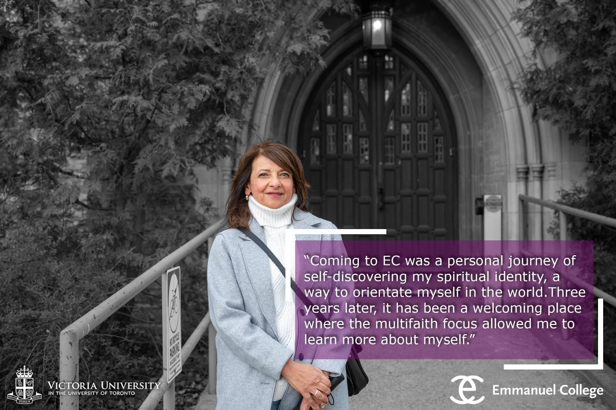 Diagnosed with a rare autoimmune disease a year ago, Mona Rasmussen persevered and completed her Master of Theological Studies degree. Learn more about Mona’s story and the Emmanuel College Class of 2024 here: vicu.utoronto.ca/news/meet-emma…. #ECGrad2024