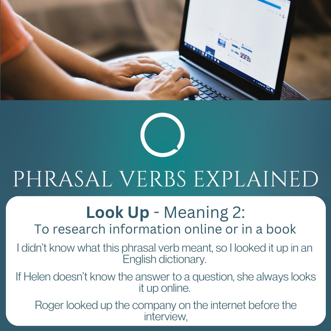 For an explanation of the different meanings of 'look up', visit my phrasal verbs website on the link below👇

phrasalverbsexplained.com/post/the-phras…

Follow me for more like this & become a phrasal verb master in no time 😀

#PhrasalVerbs #Langtwt #LearnEnglish #Ingles #Twinglish #ESL #TESOL