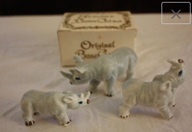 emmasattic98's tweet photo. Vintage Bone China Three-Piece Miniature Rhinoceros Set by EmmasAtticTreasures https://t.co/0nXtkX8arK via @Etsy #EndageredSpecies #3PIeceSet #RinocerosFamily #BoneChina #Collectible #Miniature https://t.co/CjmUe9Ydyu