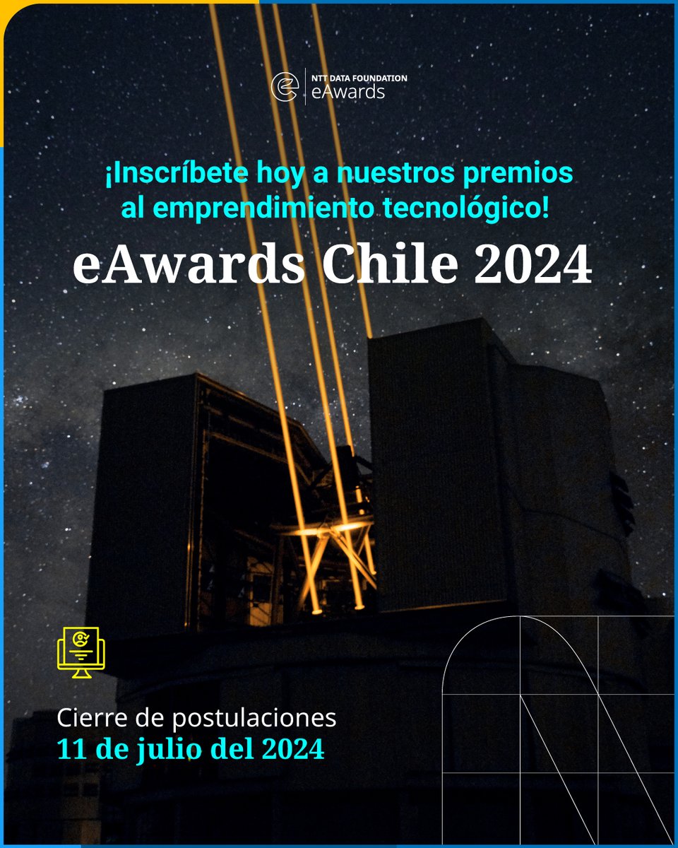 ¿Tienes un emprendimiento de tecnología que va más allá de lo convencional?
No pierdas la oportunidad de llevar tu proyecto al siguiente nivel gracias a los eAwards Chile 2024.

Postula globaleawards.com/es/chile/

#NTTDATAFoundation