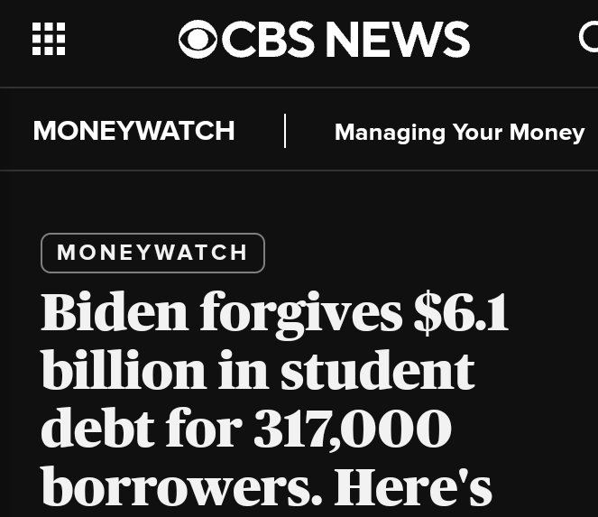 tedoftucson's tweet image. BIDEN FORGIVES DEBT.  WHY?  He's buying votes from young people

Biden forgives $6.1 billion in student debt for 317,000 borrowers.