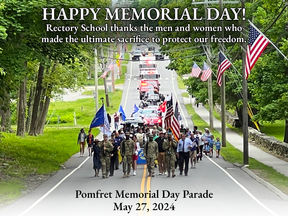 RectorySchoolCT's tweet photo. As the Pomfret Memorial Day Parade passed the Rectory campus this morning, students, faculty, and staff stood curbside to honor our fallen soldiers, while some members of the Rectory community took part in the parade.
#rectoryschool #juniorboardingschool #connecticut #newengland https://t.co/PoiOusH1Uf