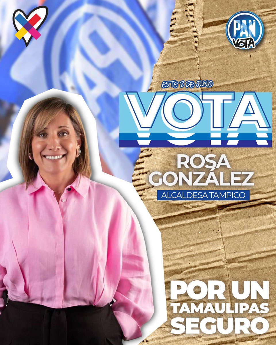 En #Tampico vamos a continuar con el desarrollo y crecimiento que hemos alcanzado en nuestros gobiernos, con <a href="/Rosa_mglz/">Rosa González</a> Tampico seguirá brillando. 
Este 2 de Junio #VotaPAN para seguir cosechando logros y grandes resultados.

#PorUnTamaulipasSeguro y un #MxSinMiedo