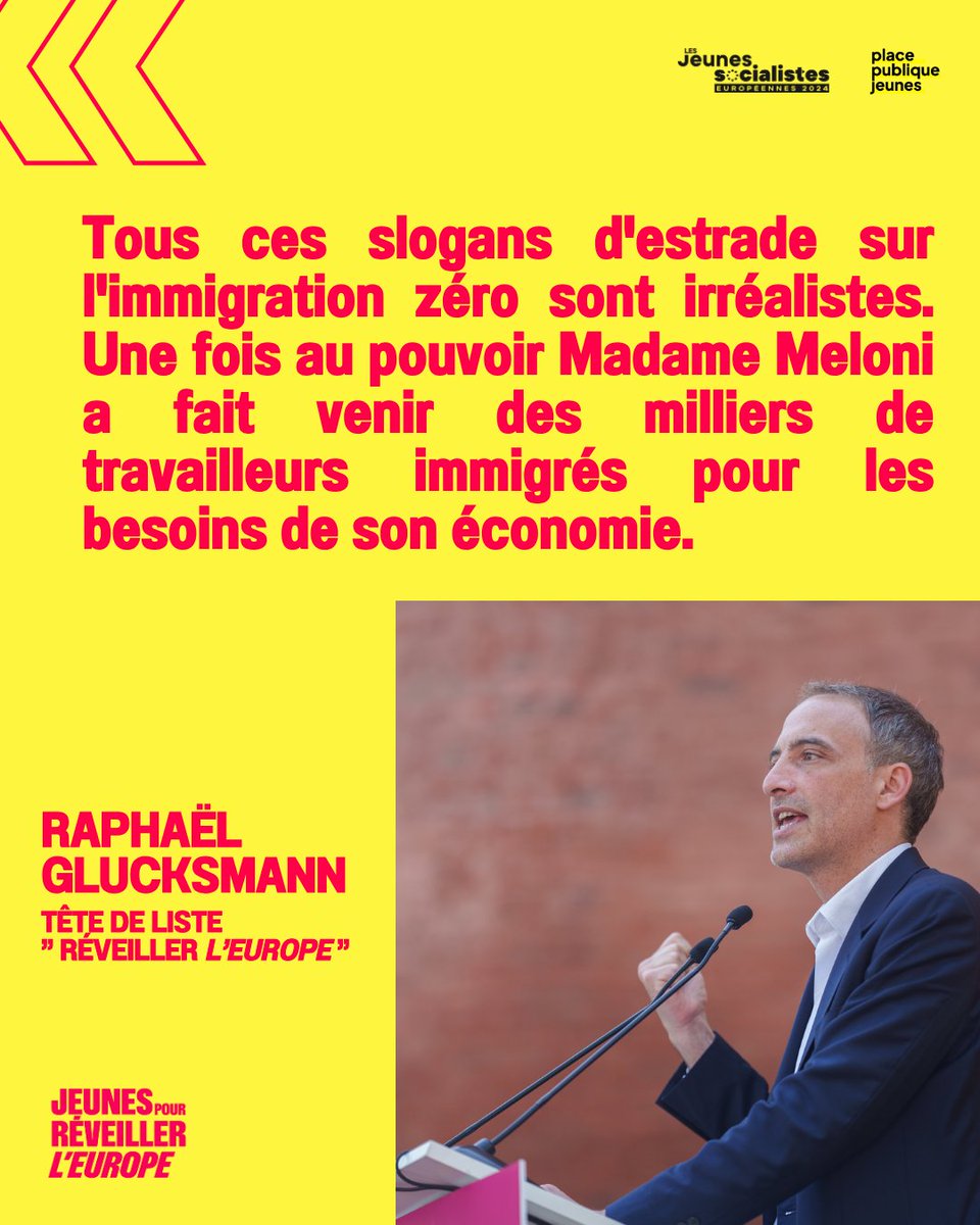 Le RN au pouvoir c'est l'hypocrisie et le chaos. Non seulement nos économies ont besoin de travailleurs immigrés mais ils provoqueront une guerre migratoire avec l'Italie en refusant toute solidarité. #LeDébat #DébatBFM #JeVoteGlucksmann #ReveillezLEurope avec @rglucks1