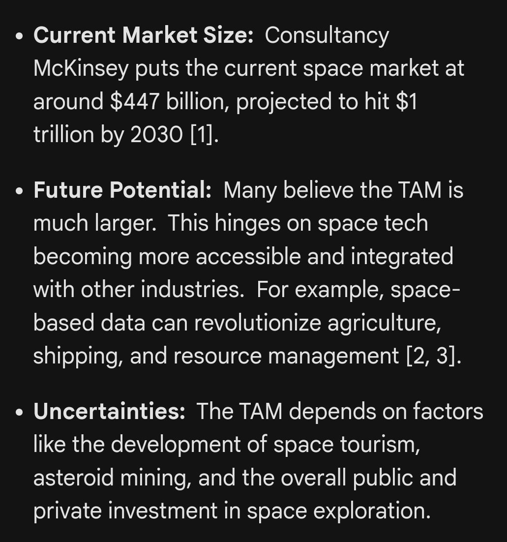 Gemini's summary of the TAM for the space industry