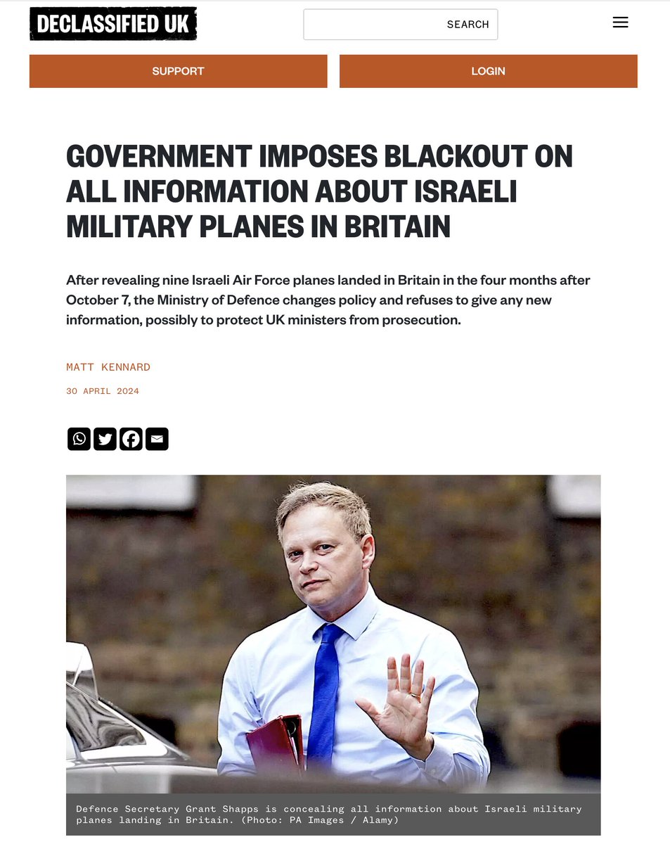 Did you know that last month the British government imposed a blackout on all information about Israeli military planes landing in the UK? It's not been reported in a single UK paper. Britain is materially complicit in genocide. And the cover-up has been going on for 7 months.