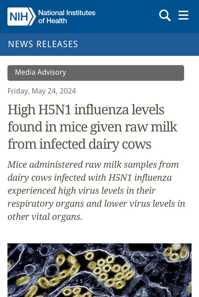 I would not recommend testing the boundaries of how this virus may transmit in humans. #H5N1 

nih.gov/news-events/ne…