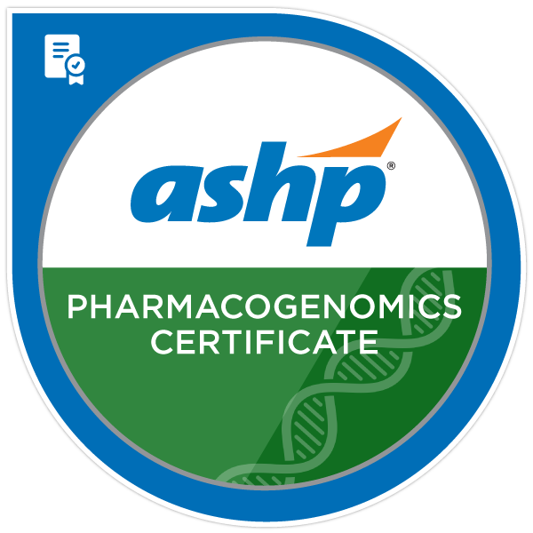 Molt satisfet d'haver obtingut el Pharmacogenomics Certificate de l'<a href="/ASHPOfficial/">ASHP</a> . Gràcies a la <a href="/sefh_/">S.E.F.H</a> per l'oportunitat. 💊🧬