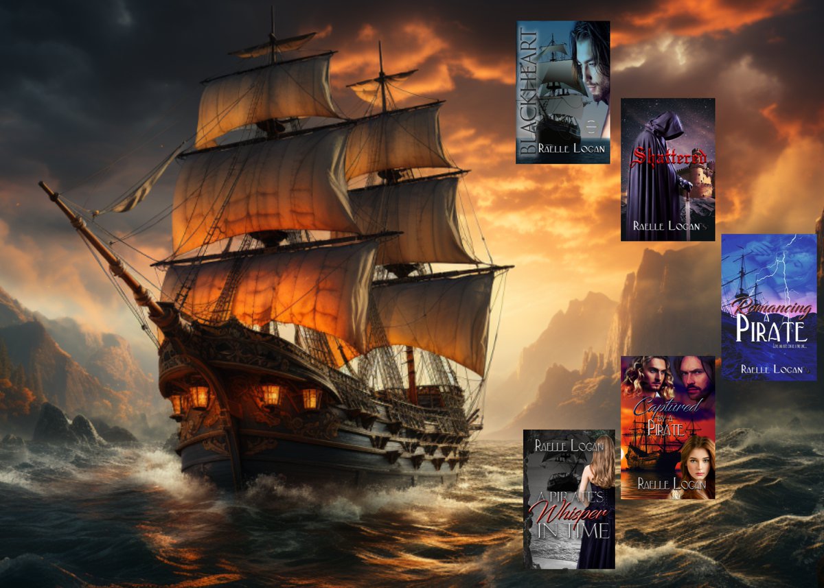 The Golden Days of Piracy await... Raise the Ship's Anchor, Away the Sails, Escape into Adventure and Romance with Scorching Hot Pirate books by Author Raelle Logan. #booklovers #books #romance #romanticsuspense #historicalromance #historicalfiction #RomanceReaders #PirateBooks