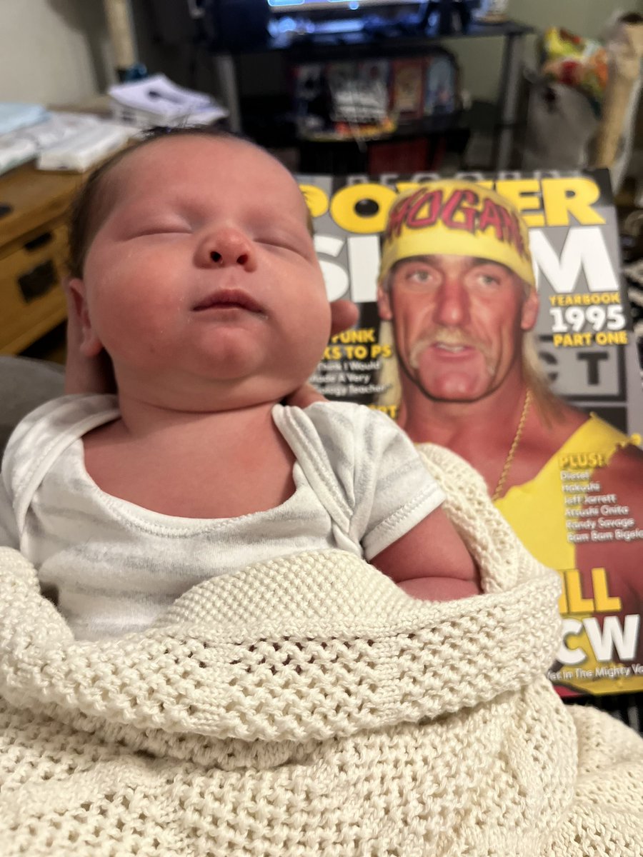 Two new arrivals. Baby Ollie and the new Power Slam yearbook. Winning combination @KennyMcITR